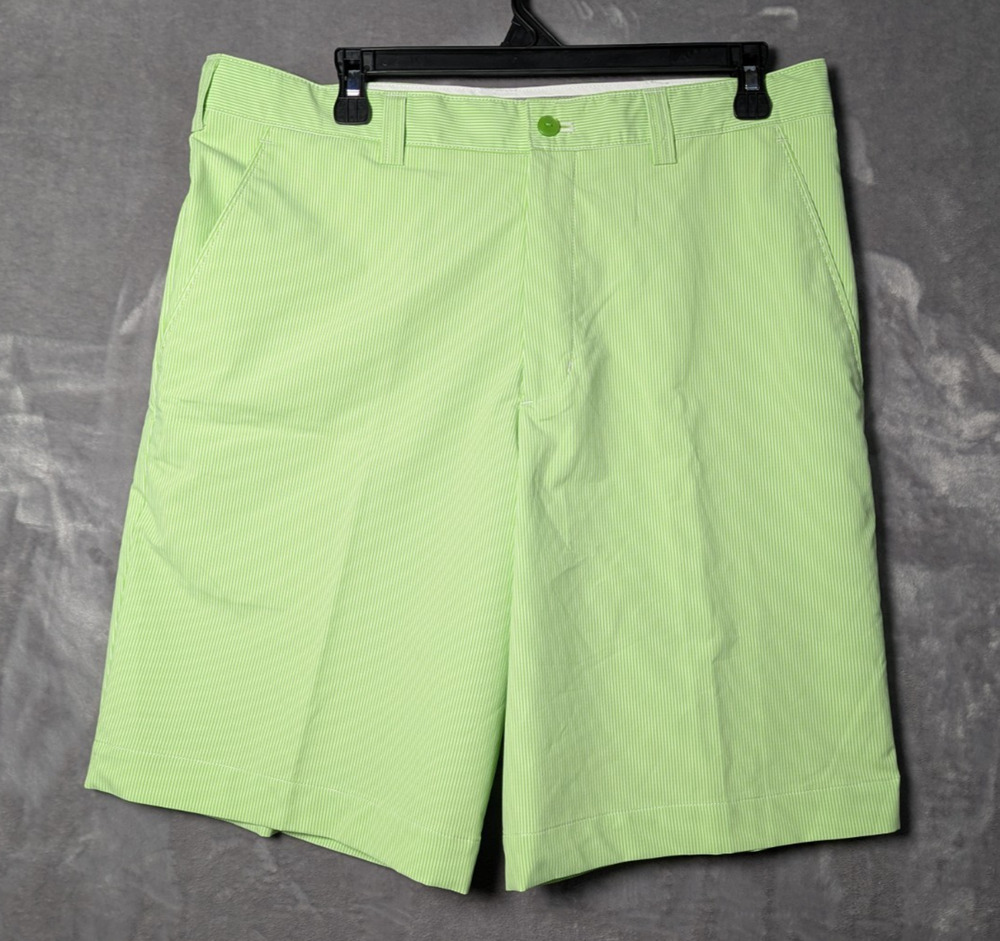 Cutter & Buck DryTec Golf Shorts Regular Fit Striped Shorts Green- 32 10" inseam